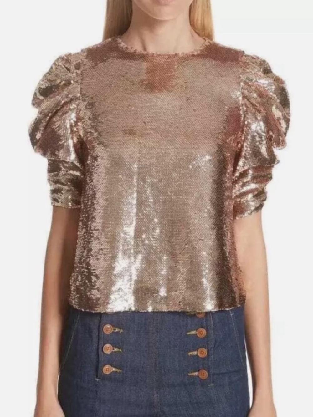 Ulla Johnson Rose Gold Sequin Top Size 0